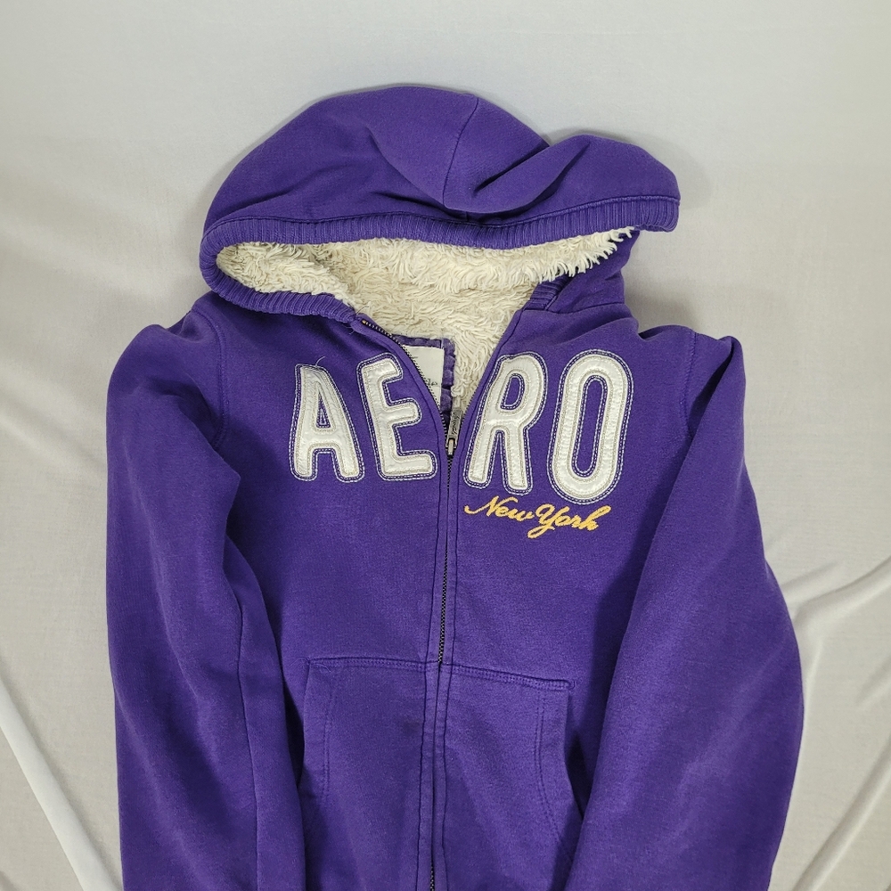 2010 Aeropostale new york Faux Fur lined hoodie size medium - Picture 12 of 14